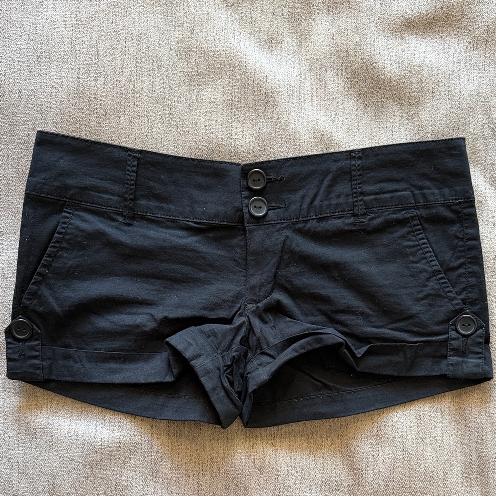 anchor blue Black High-Rise Mini Shorts